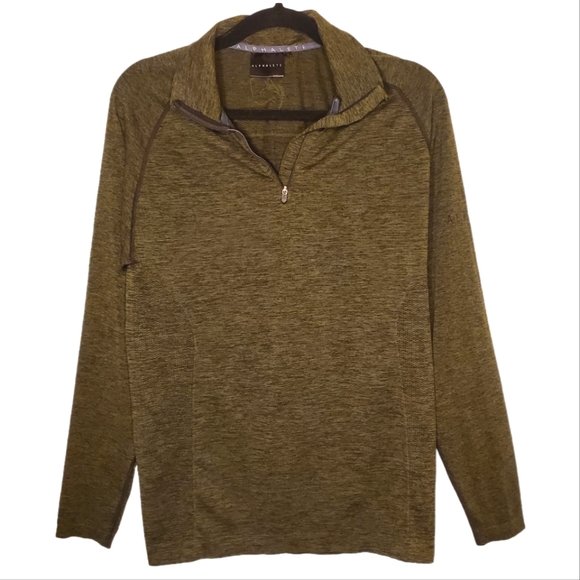 Alphalete Zenith 1/4 Zip Pullover Slim Fit Green & Black Space Dye Large - Picture 2 of 11